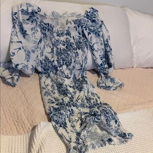 Floral Blue and White Dress